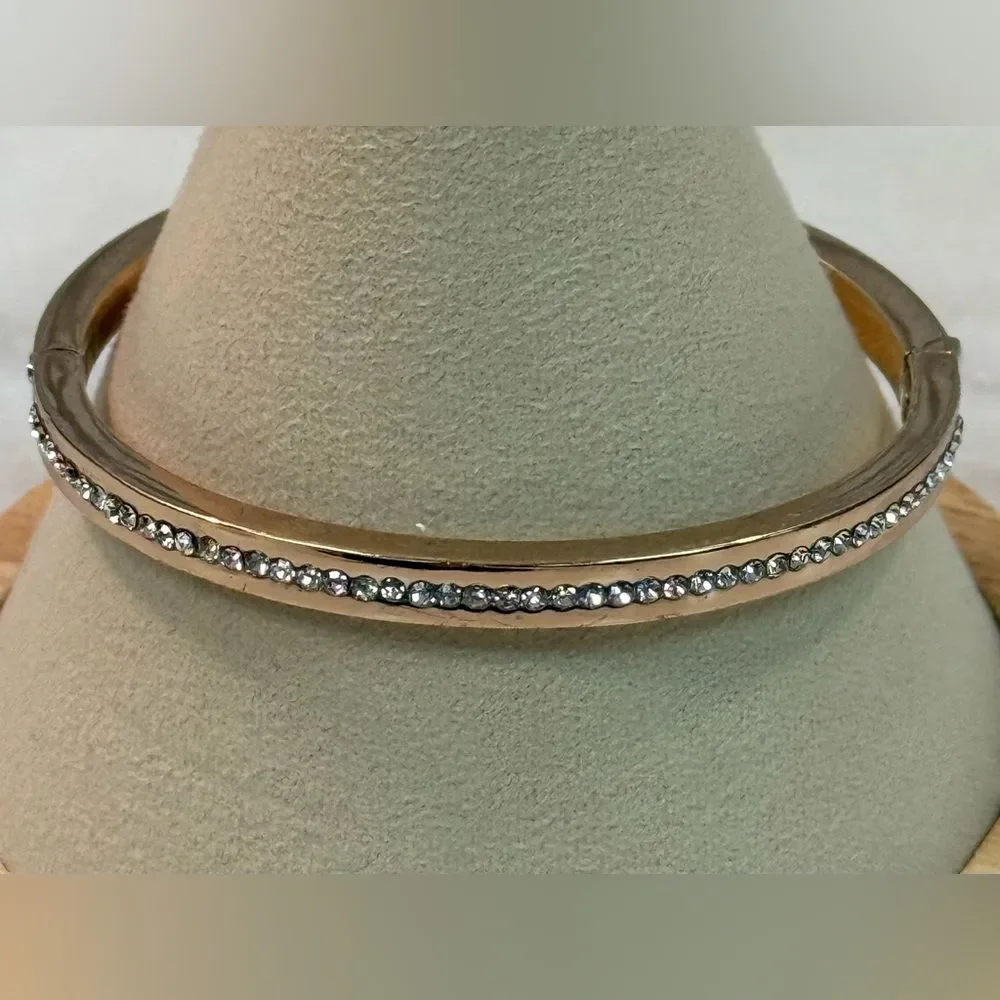 Kate Spade Rose Gold Ring It Up Pave Bangle Hinged Bracelet - Picture 3 of 7